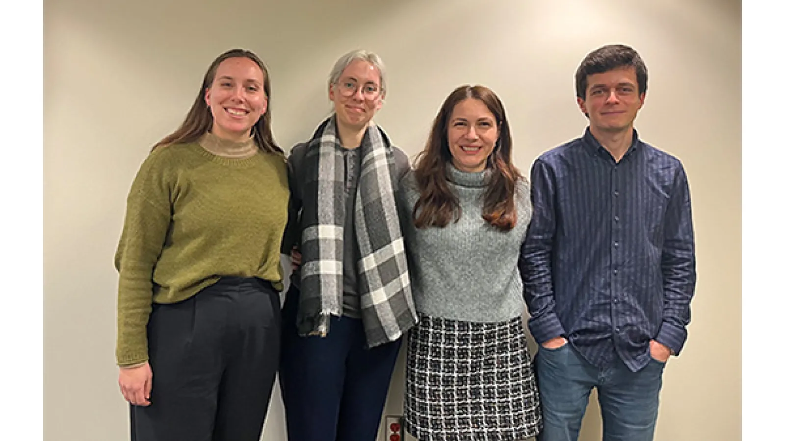 Photo of Ph.D. students Siobhan Seigne, Michelle Verbitskaya, Lejla Veskovic, and Enes Tastan