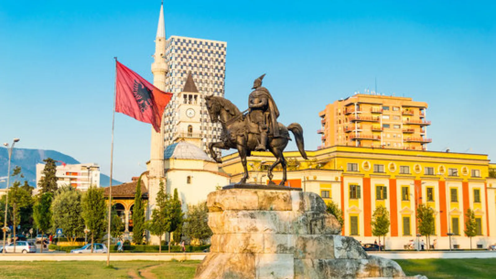 horse statue in Tirana